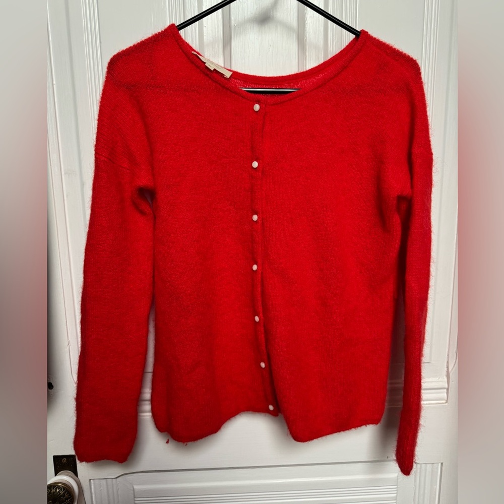 Sezane Gaspard Women's Red Mohair Cardigan Sweater XS